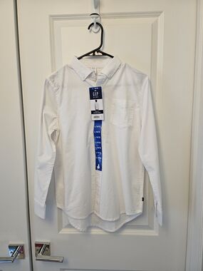 NEW GAP Classic White Oxford Shirt - Button-Down Shirt Large 14/16